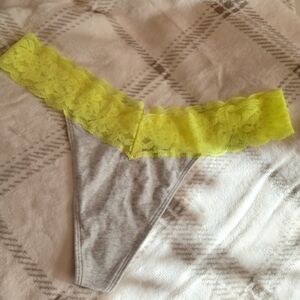 NWT XXL Victoria's Secret/PINK  Gray and Neon Yellow Lace Panties
